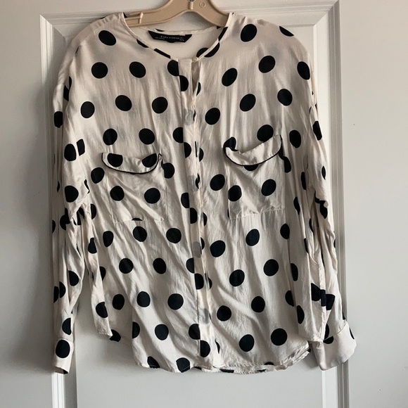 Zara Tops - 3/$15 Zara | polka dot white and black work blouse